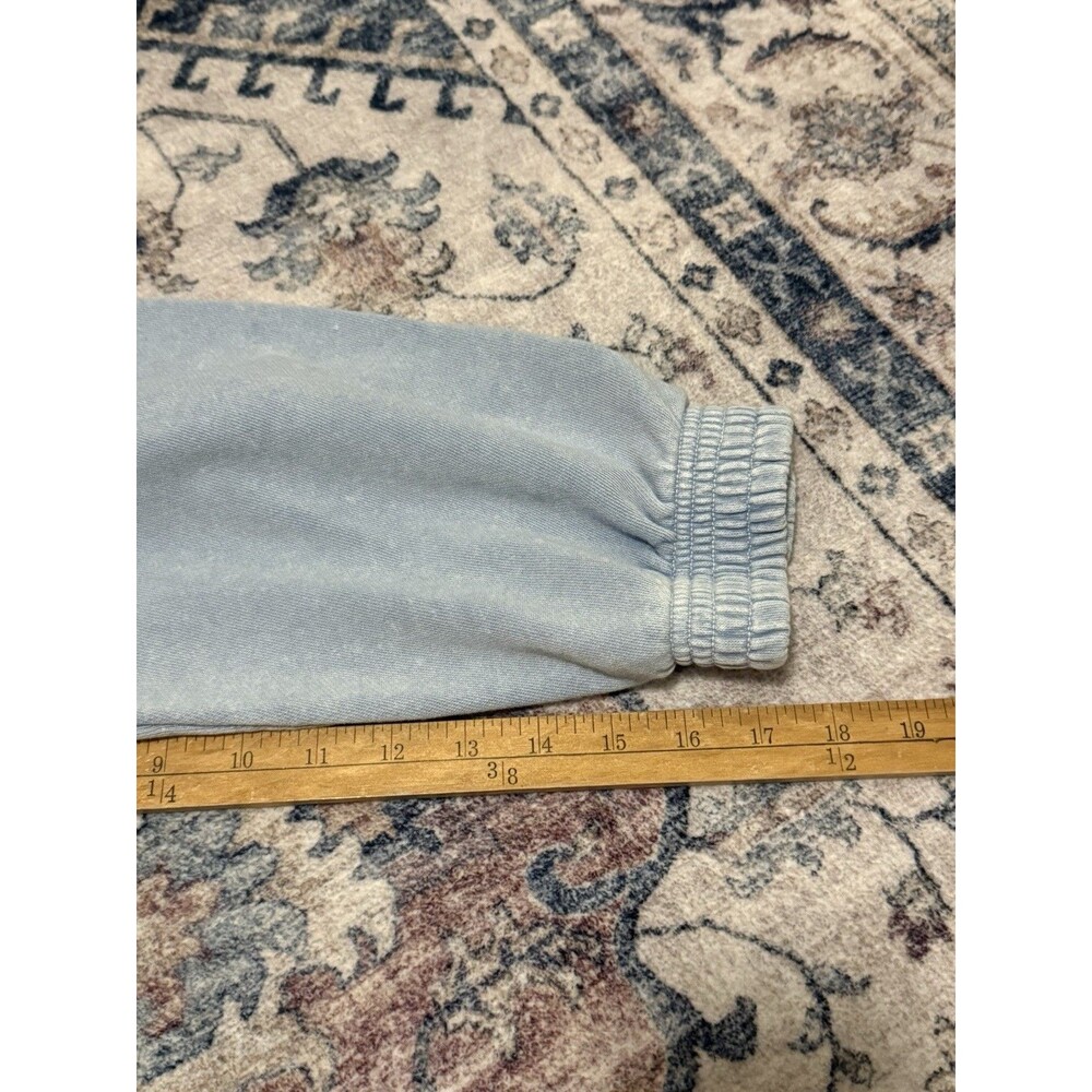 Aerie New Heights Sweatshirt Blue Womens Cropped Turtleneck Oversized Medium - Picture 9 of 9